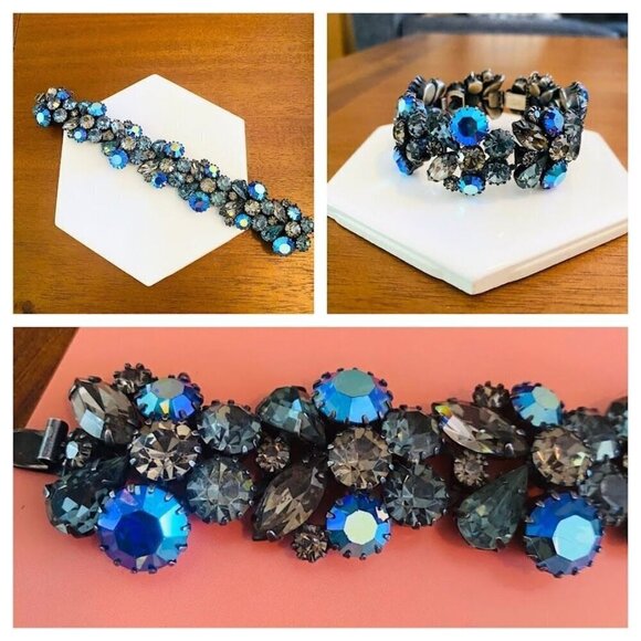 Kramer Jewelry - Kramer of NY Vintage Blue & Clear Crystal Bracelet